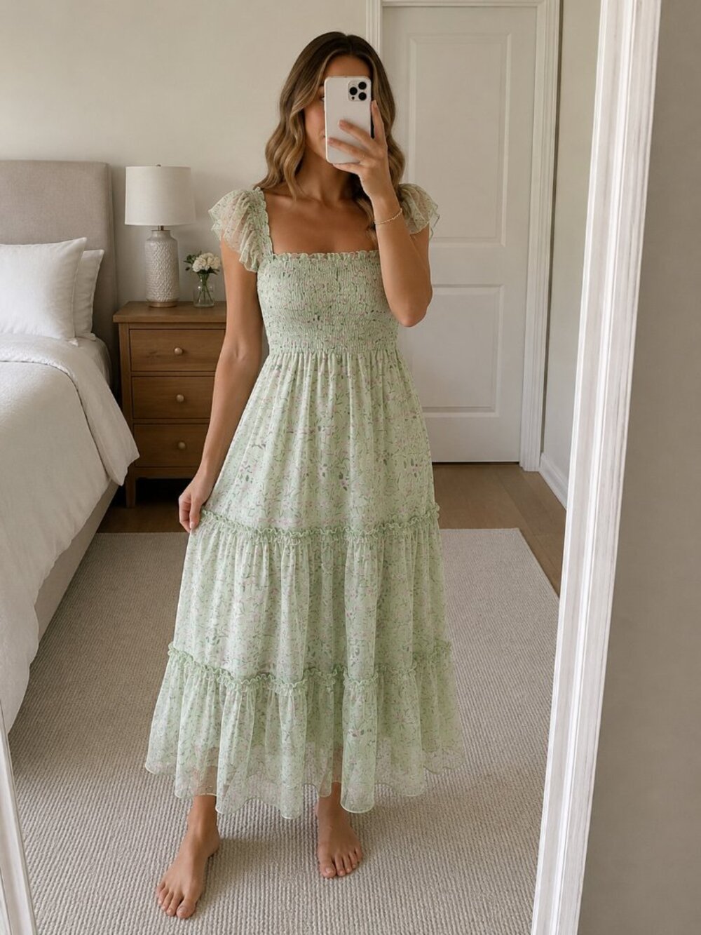 o.p.t Light Green Summer Dress